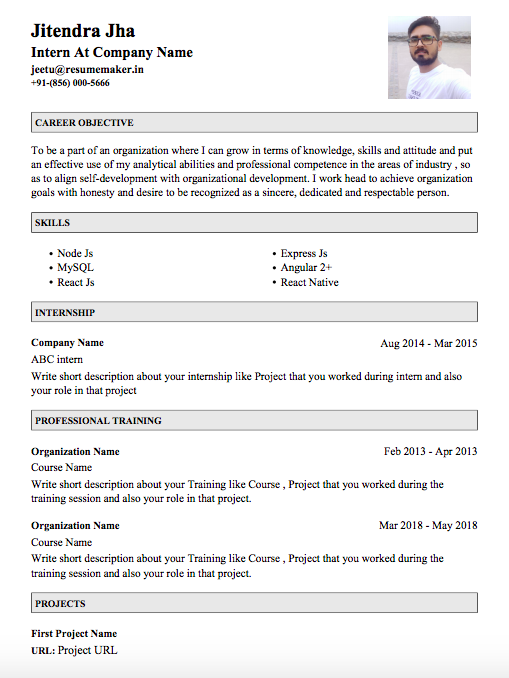 resume making sites for freshers